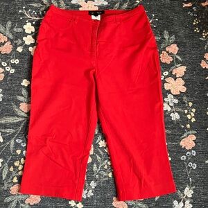 Vintage Escada red high waist capri crop pants star button sz 10 90s Y2K